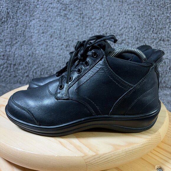 Orthofeet Shoes Rosel Boots Women Size 6 Wide Black Leather Comfort Ankle Bootie - Picture 1 of 9